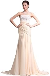 Strapless Beaded Lace Full Length   Ball Gown Evening Dress/Prom Dress 