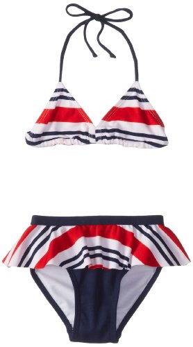 U.S. Polo Association  Little Girls'  Bikini Swimsuit, Tomato Check, 3T