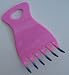 Pink Bear Claw Hair Comb with Turquoise and Blue Tips - 4 1/2 inches x 3 inches