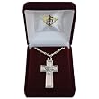 Silver-Plated Necklace with 18" Chain and 1" Cross and Dove Pendant