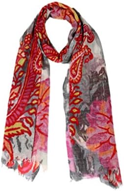 The Scarf Hut Women's Grey Paisley Wollen Printed Scarf
