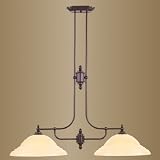 North Port - 2 Light Island Pendant Lighting Fixture - Olde Bronze - Iced Champagne Glass - B5691