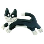 black and white enamel cat pin