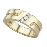 3 Diamond Band 0.12 ct. Channel Set in 14K Yellow Gold