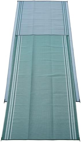 Fireside Patio Mats Mossy Teal Green 9 ft. x 18 ft. Polypropylene Indoor/Outdoor Reversible Patio/RV Mat