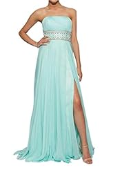 Strapless Chiffon Slit Evening Dress 