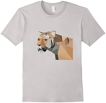 Abstract Geometric Tiger Graphic Tee Adult &amp; Youth T-Shirt - Male Small - Silver
