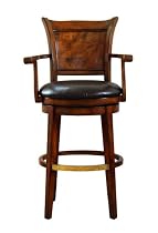 Global Distinctions Swivel Bar Stool with Top Grain Leather Seat