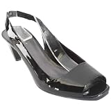 Nine West Women's Maude Peep Toe Slingback,Black Patent,8 M