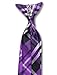 Vesuvio Napoli Boy's CLIP-ON NeckTie PURPLE BLACK WHITE PLAID Youth Neck Tie