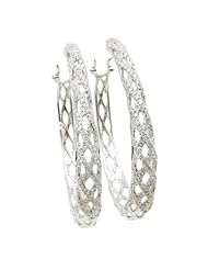 Women 14k White Gold 1.48ctw diamond Hoop earring 61 LE270 Size 12.29