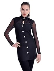 Long Sleeves Mandarin Collar Sweetheart Sheer  Dress