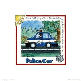 Police Car Art Poster Print by Lila Rose Kennedy, 8x8
