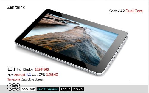 Buyvaya - New 10.1" Zenithink, 1gb DDR Ram, C93_upgraded Dual-core Android 4.1 Jelly Bean 8gb Upgraded Tablet with Webcam - Black Color with Free Sleeve Case On Sale