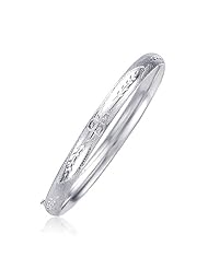 Classic Floral Carved Bangle in 14K White Gold (5.0mm)
