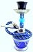 7.2" Blue Hookah Shisha Smoking Pipe Water Pipe Hand Painted Tongs + All Rubber Garments. Comes Ready to Use!