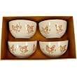 Roosters and Hens Boxed Gift Set of 4 Caf&eacute; au Lait Bowls