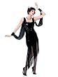Flapper Costume Roaring 20s Costume Twenties Black Fringe Dress