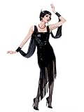 Flapper Costume Roaring 20s Costume Twenties Black Fringe Dress