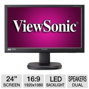 Viewsonic VG2436WM-LED 24-Inch (23.6-Inch Vis) Ergonomic LED Backlit Monitor with 1920x1080 Resolution - Black