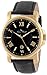 Lucien Piccard Men's LP-12358-YG-01 Cilindro Black Textured Dial Black Leather Watch
