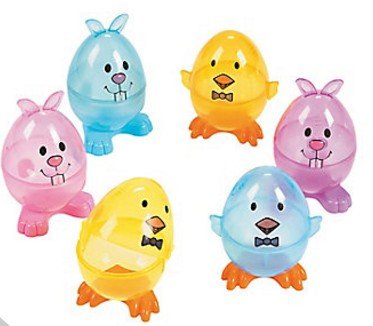 Fun Express イースターエッグ プラスチック 卵 キュートなイースターバニー＆ひよこ 透明 12個入り [並行輸入品]