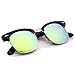 zeroUV - Premium Half Frame Colored Mirror Lens Horn Rimmed Sunglasses 50mm