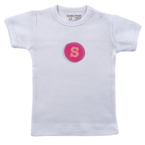 Hudson Baby Personalized Initial Tee Top - S, Girl, Pink, 18 Months