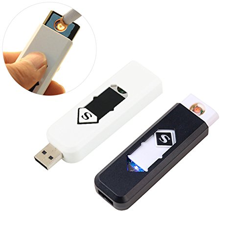 HKBAYI 2PCS/lot Rechargeable electronic cigaretter USB flameless Lighter Eco-Friendly portable Cigar Lighter white and black