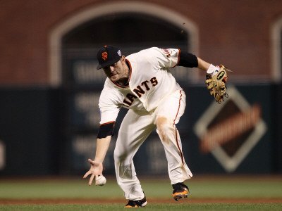 Texas Rangers v San Francisco Giants, Game 1: Freddy Sanchez Photographic Poster Print by Ezra Shaw, 18x24