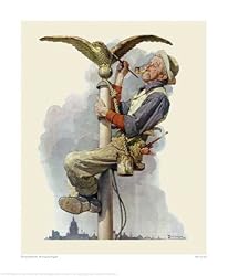 Painting the Flagpole, Art Poster by Norman Rockwell