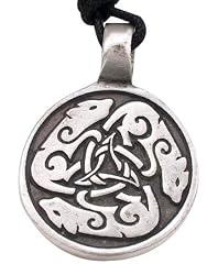 Dogs Dog Wolf Celtic Circle Pewter Pendant Necklace