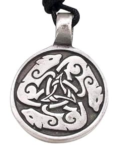 Dogs Dog Wolf Celtic Circle Pewter Pendant Necklace