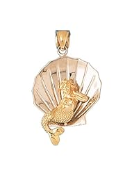 CleverEves 14K Gold Pendant 3-D Shell with Mermaid 11.1 - Gram(s)