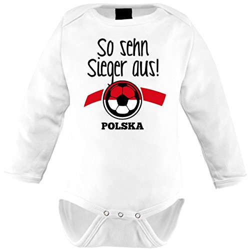 Mikalino Langarm Babybody So sehn Sieger aus Polska, Farbe:weiss;Grösse:6-12 Monate-