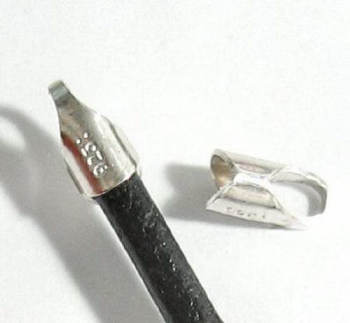 10 Pcs .925 Sterling Silver Bright 3mm Round Leather Cord End Cap / Findings / Bright