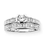 14K White Gold 1 1/10 ct. Princess Cut Diamond Engagement Set