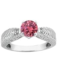 0.90 Ct Round Pink VS2/SI1 Diamond 18K White Gold Ring
