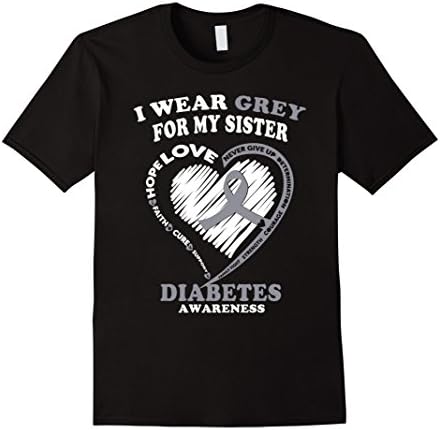Men's Diabetes Awareness T Shirt - I Wear Grey For My Sister Small Black