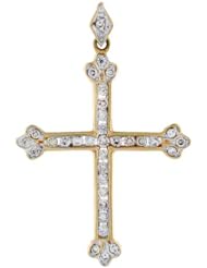 14k Gold Cross Religious Christian Diamond Pendant