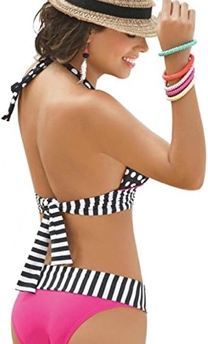 Imixshopcs Polka Dot Sexy Swimwear Bikini Set Bandeau Push Up Padded Swimsuit Beachwear (M)