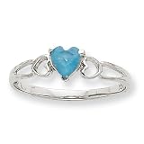 10k White Gold Polished Geniune Aquamarine Birthstone Ring