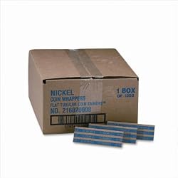 Pop-Open Flat Paper Coin Wrappers, Nickels, $2, 1,000 Wrappers per Box