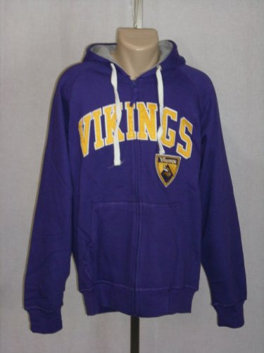Minnesota Vikings Full Zip Zipper Embroydered Hooded Sweatshirt Xx-large
