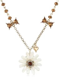 Betsey Johnson "Iconic Summer Metallics" Pearl Flower Pendant Necklace, 19"