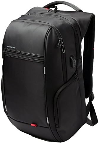 Laptop Backpack External USB Charging Port Waterproof Lightweight Computer Rucksack for Up to 15.6 inch Notebook---Black