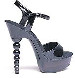 671-JULIET, 6 Spherical Heel Sandal in Black, Pink, Red or White by Ellie Shoes