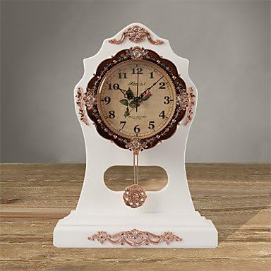 15"H Modern Style White Tabletop Clock with Pendulum