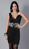 LYRIC Knotted Rhinestone Detail Ruched Dress