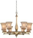 Antique Brass Cranberry Glass 8-Light Chandelier